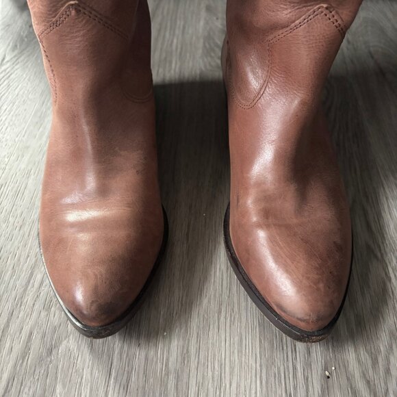 FRYE | Women's Ray Western Pull-On Seam Tall Leather Boots 6.5 Brown Cognac Soft - Picture 6 of 11